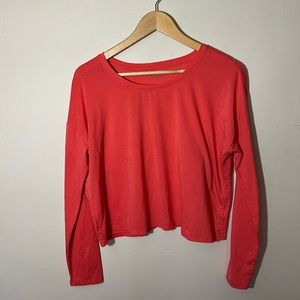 Athleta | coral long sleeve back detail workout yoga top MEDIUM